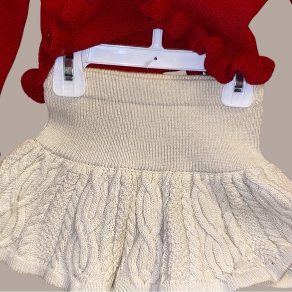 NEW TAHARI KIDS HOLIDAY SET•REINDEER SWEATER•CABLE-KNIT SKIRT•HAIR BOW•S/2T🎄 - Picture 7 of 13